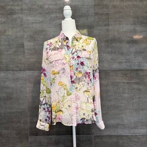 Guess Pink Floral Blouse, Size S